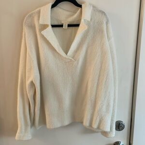 White fuzzy sweater